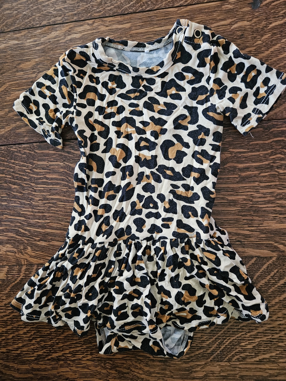 Posh Peanut Lana Leopard Ruffled Twirl Bodysuit Dress | 6-12M